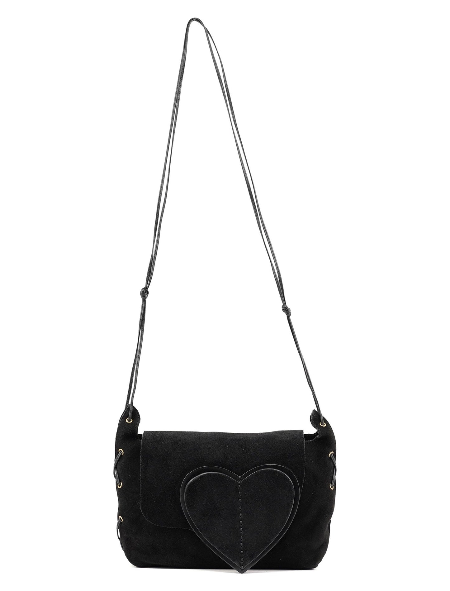 2002 Black Suede Heart Crossbody Bag