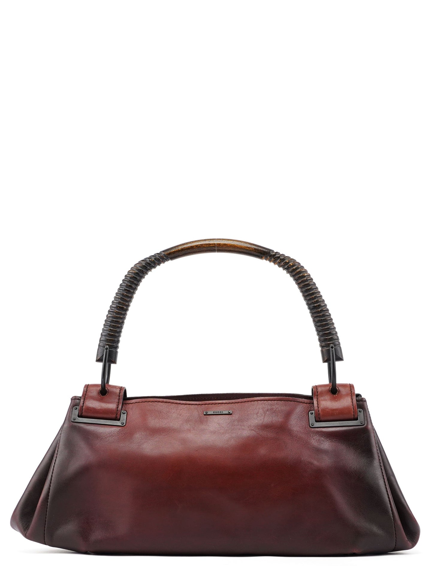 2002 Brown Leather Wood Handle Bag