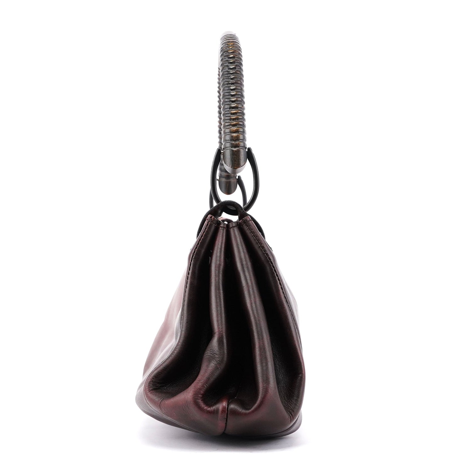 2002 Brown Leather Wood Handle Bag