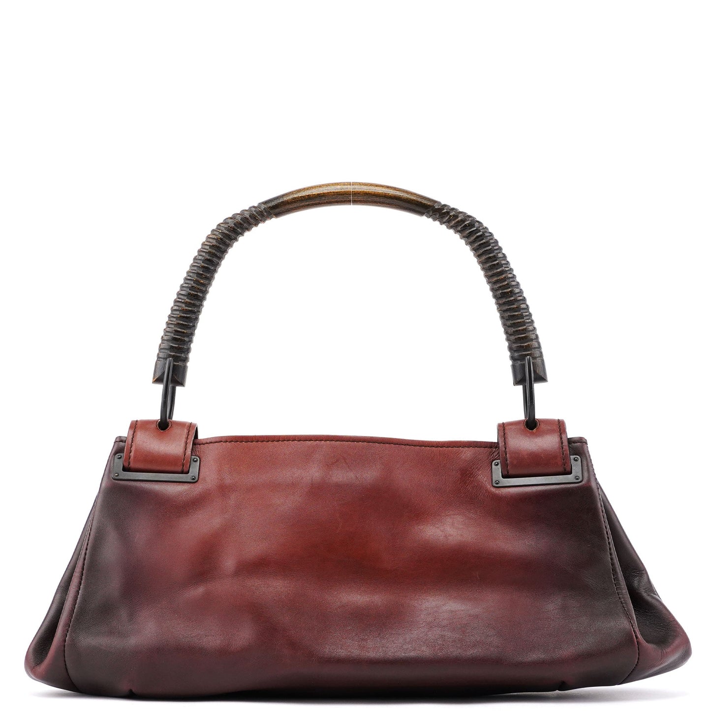 2002 Brown Leather Wood Handle Bag