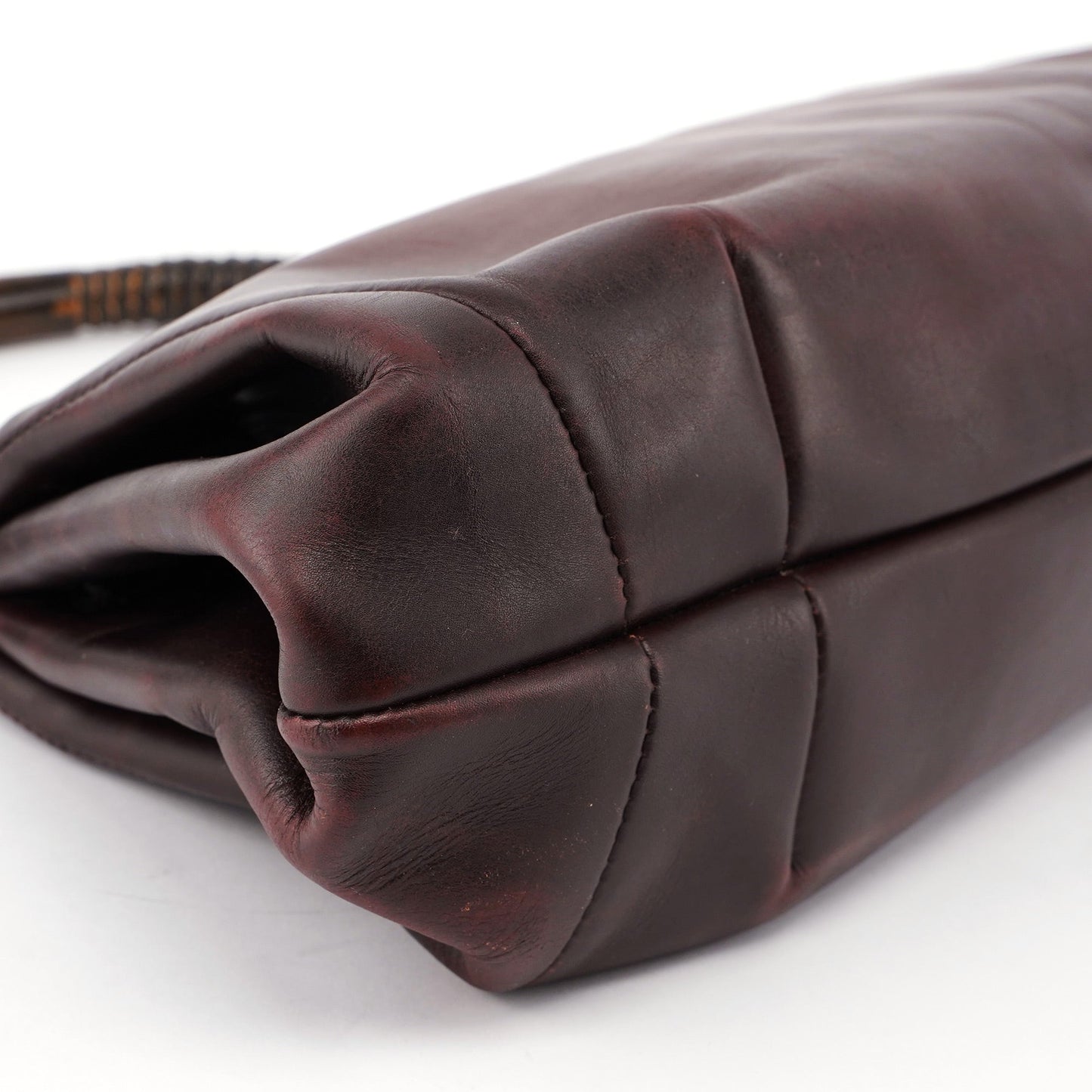 2002 Brown Leather Wood Handle Bag