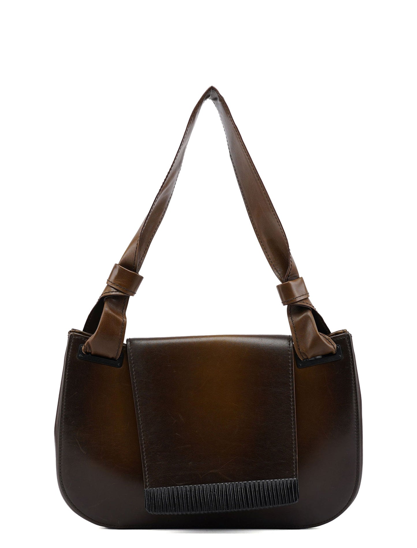 2002 Calfskin Wood Flap Shoulder Bag