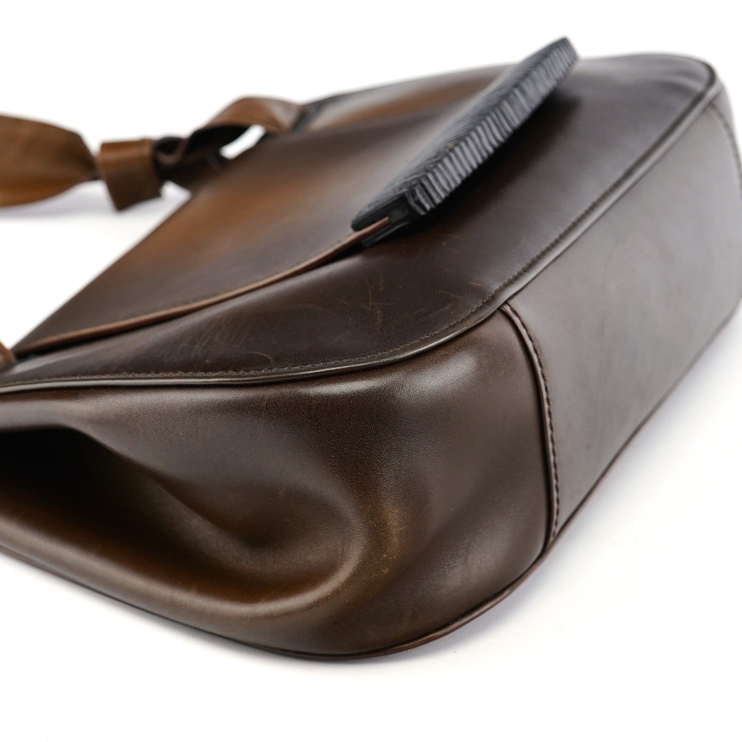 2002 Calfskin Wood Flap Shoulder Bag