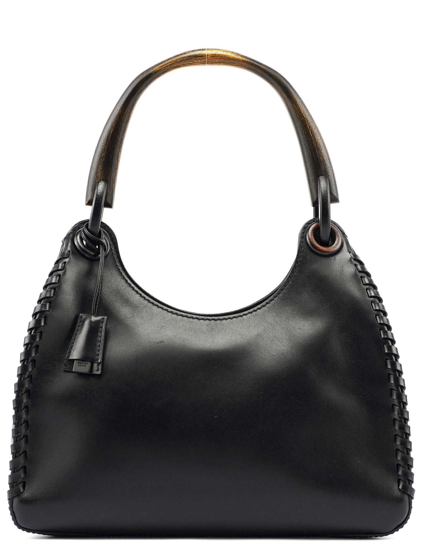 2002 Calfskin Wood Handle Shoulder Bag