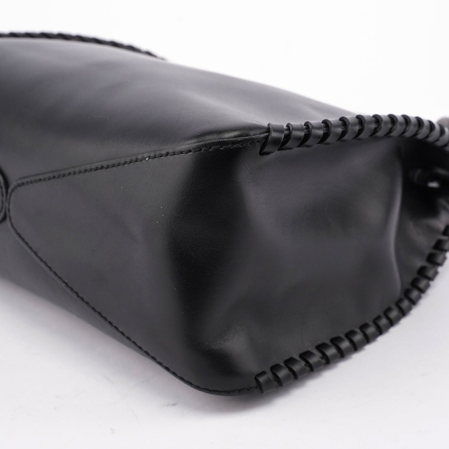 2002 Calfskin Wood Handle Shoulder Bag