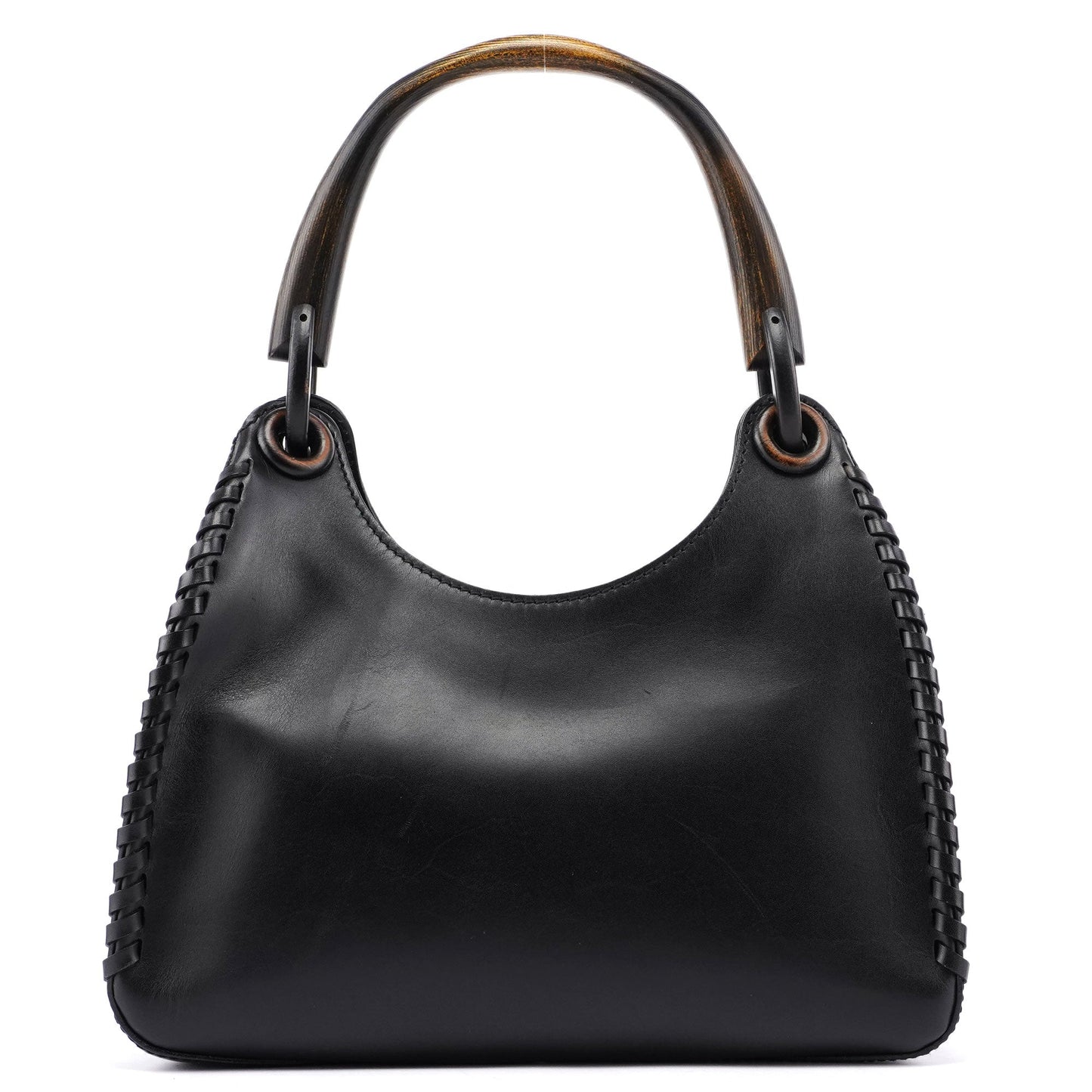 2002 Calfskin Wood Handle Shoulder Bag