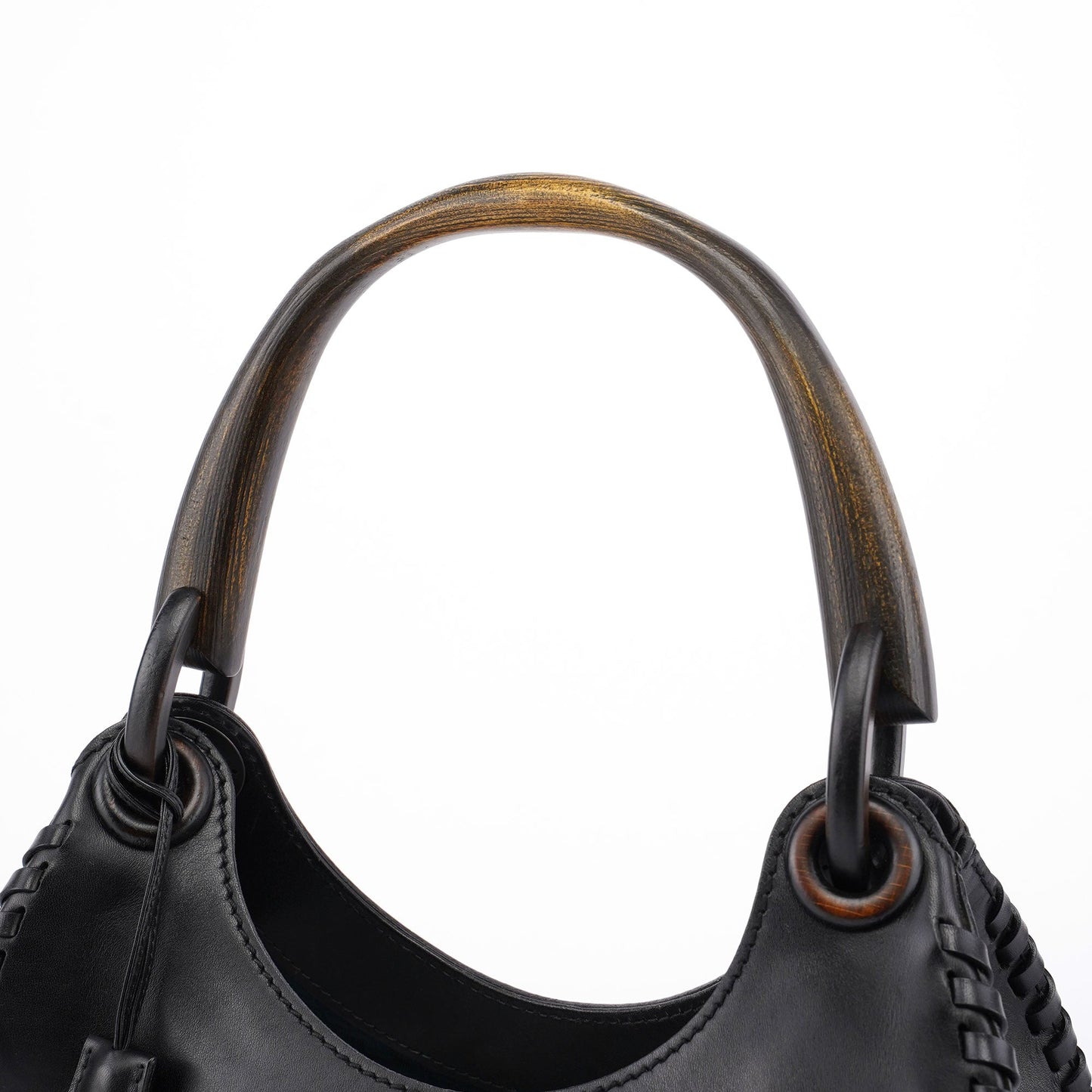 2002 Calfskin Wood Handle Shoulder Bag