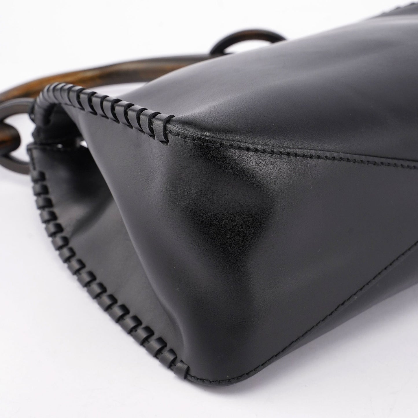 2002 Calfskin Wood Handle Shoulder Bag