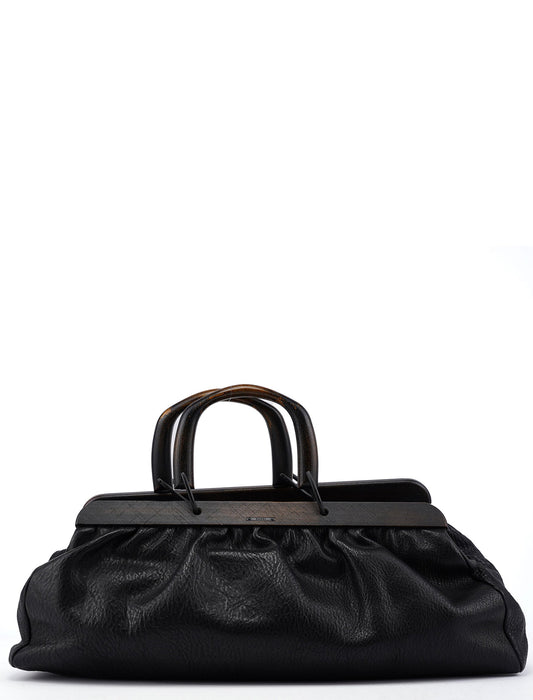 2002 Runway Black Bison Leather Doctor Bag