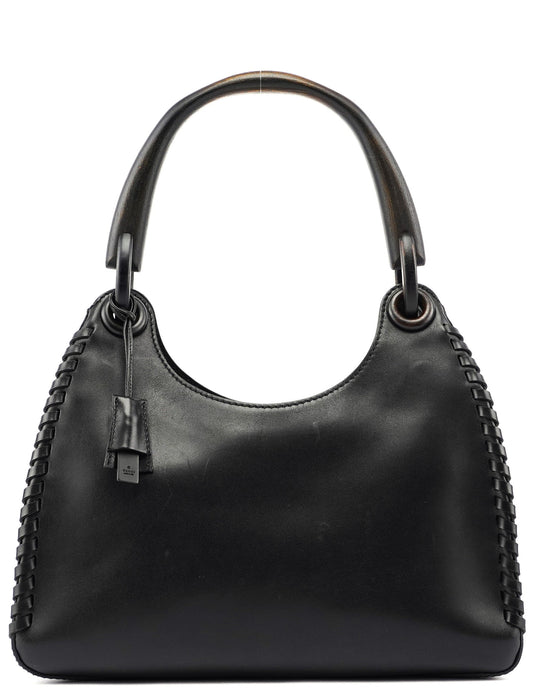 2002 Vitello Wood Handle Shoulder Bag