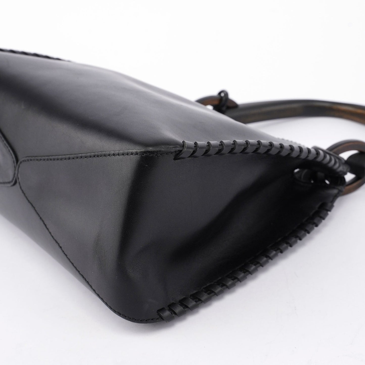 2002 Vitello Wood Handle Shoulder Bag