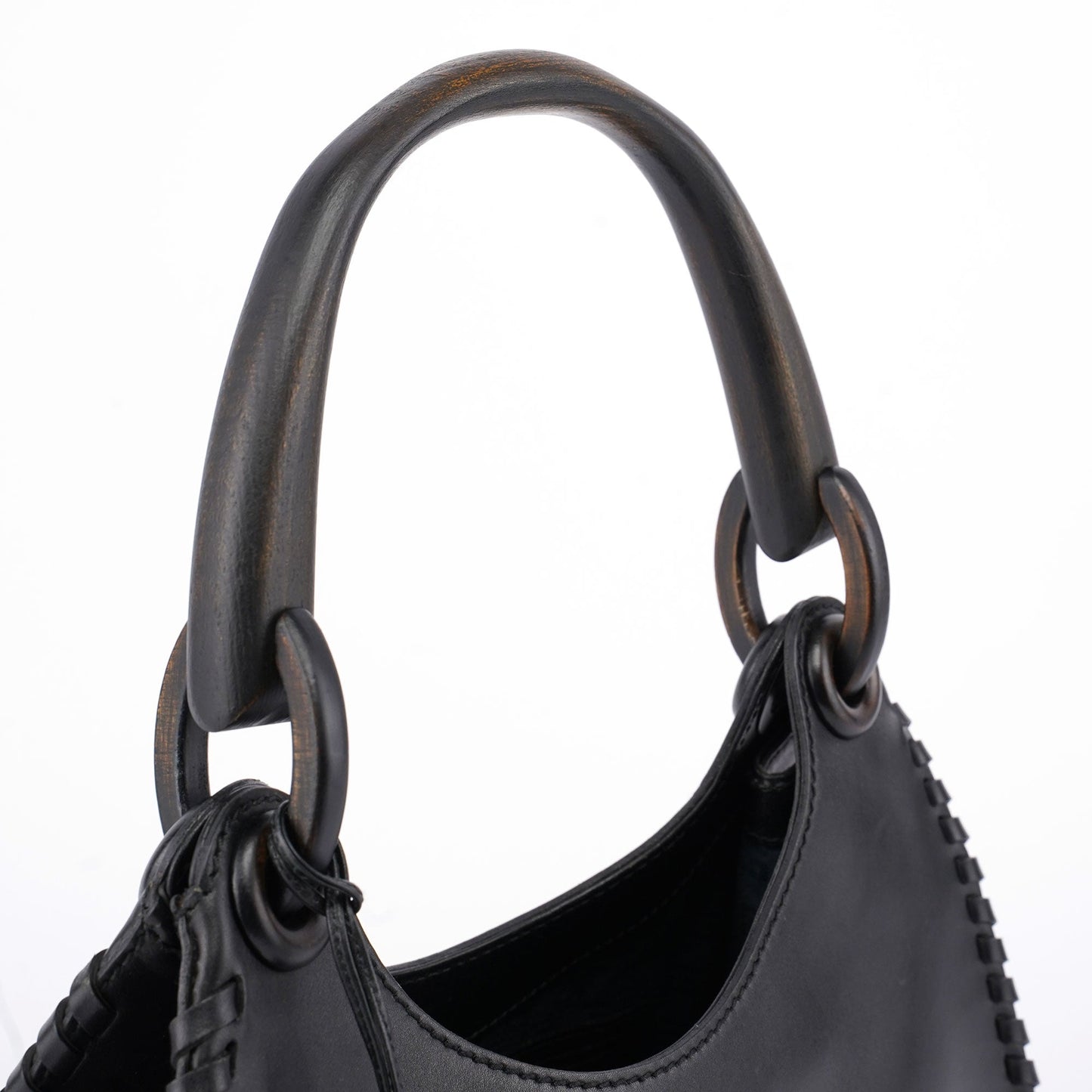 2002 Vitello Wood Handle Shoulder Bag