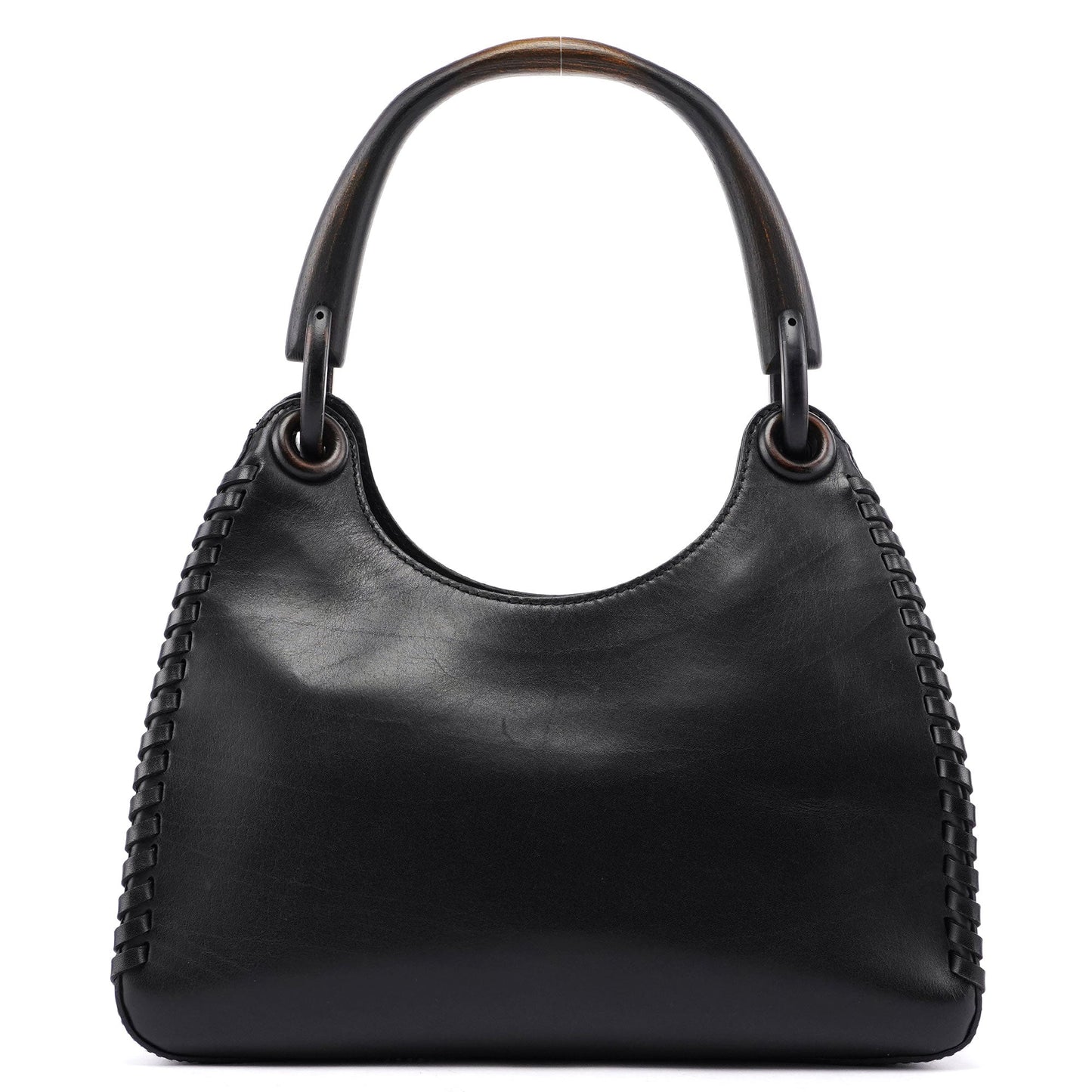 2002 Vitello Wood Handle Shoulder Bag