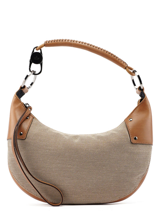 2003 Beige Canvas Round Hobo Shoulder Bag