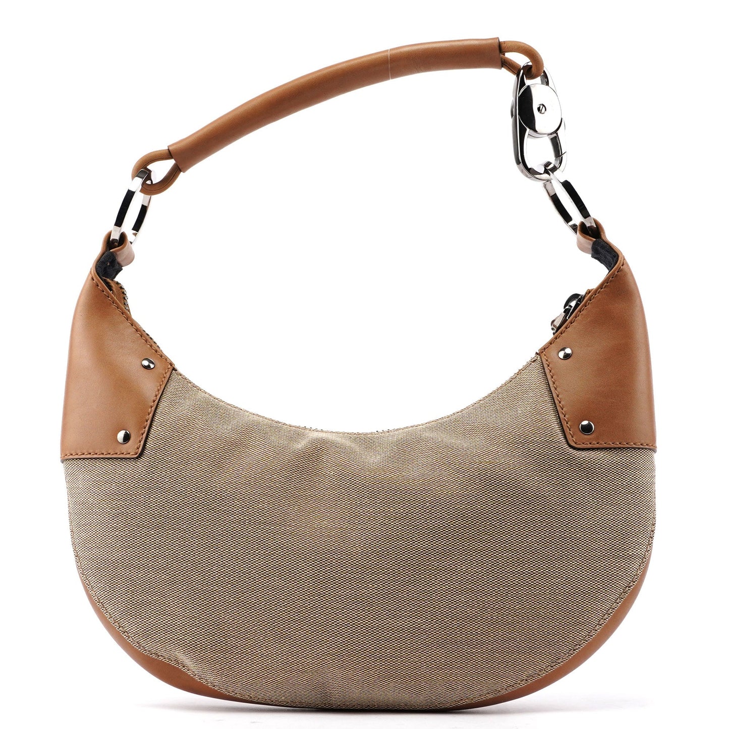 2003 Beige Canvas Round Hobo Shoulder Bag