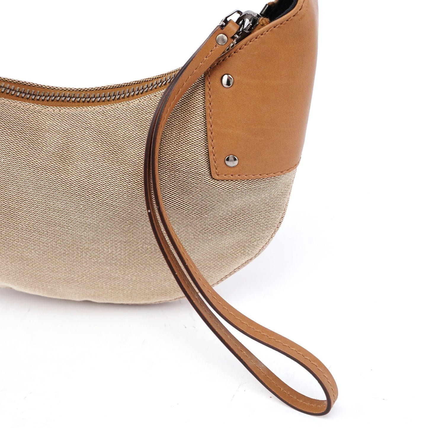 2003 Beige Canvas Round Hobo Shoulder Bag