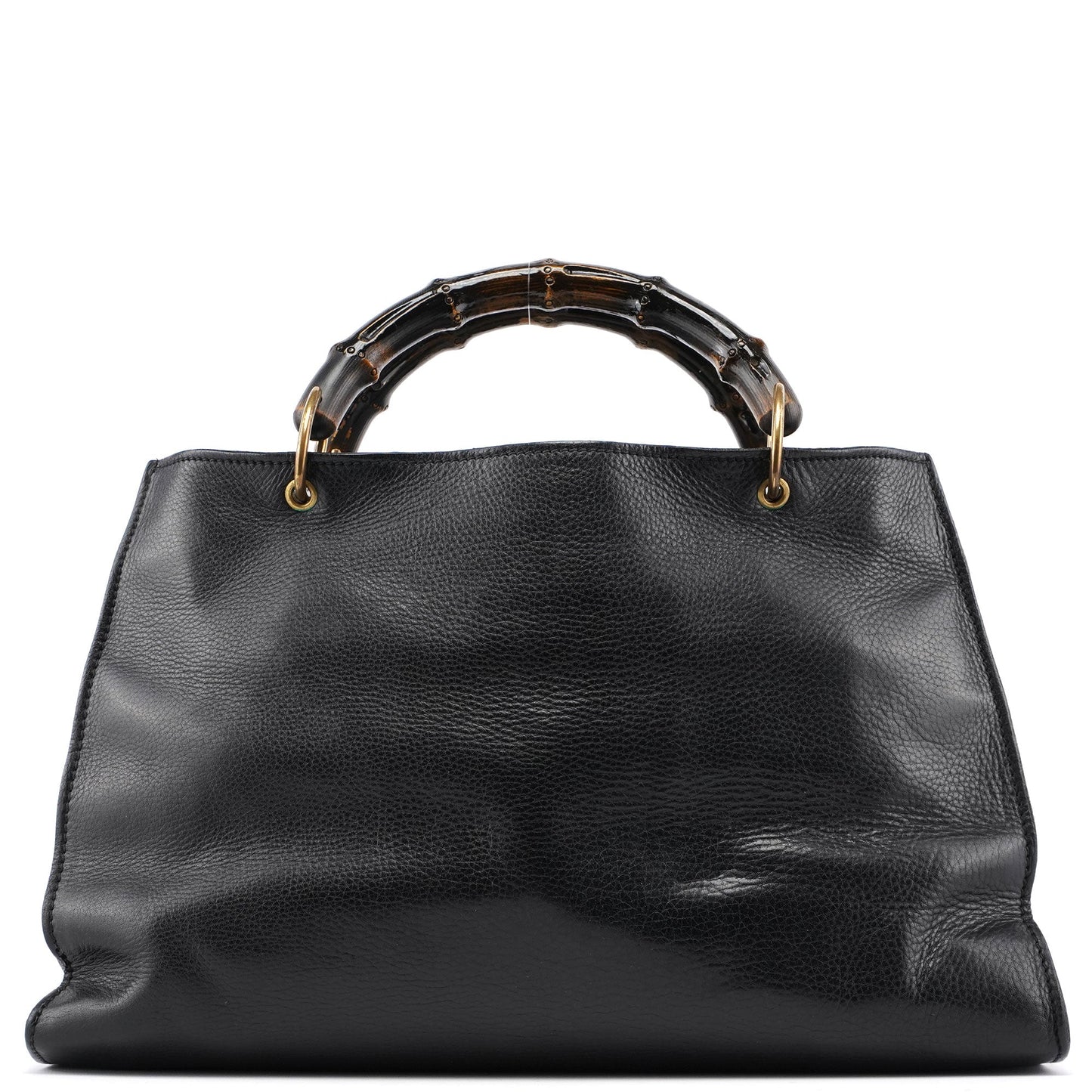 2003 Black Leather Bamboo Top Handle Bag