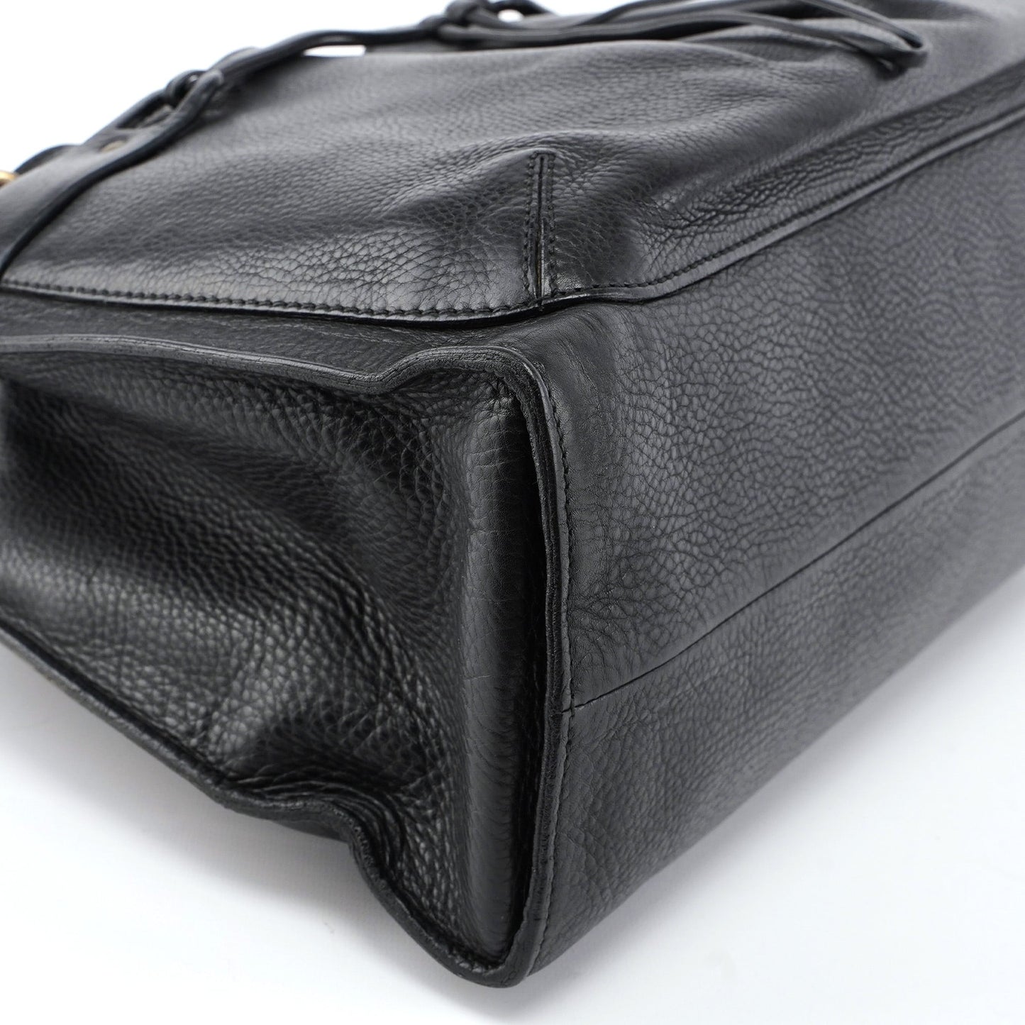 2003 Black Leather Bamboo Top Handle Bag