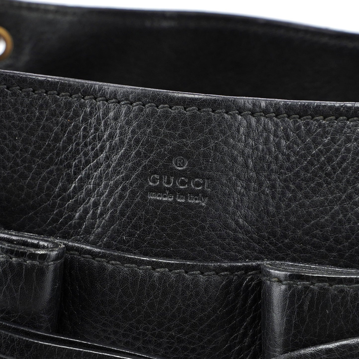 2003 Black Leather Bamboo Top Handle Bag