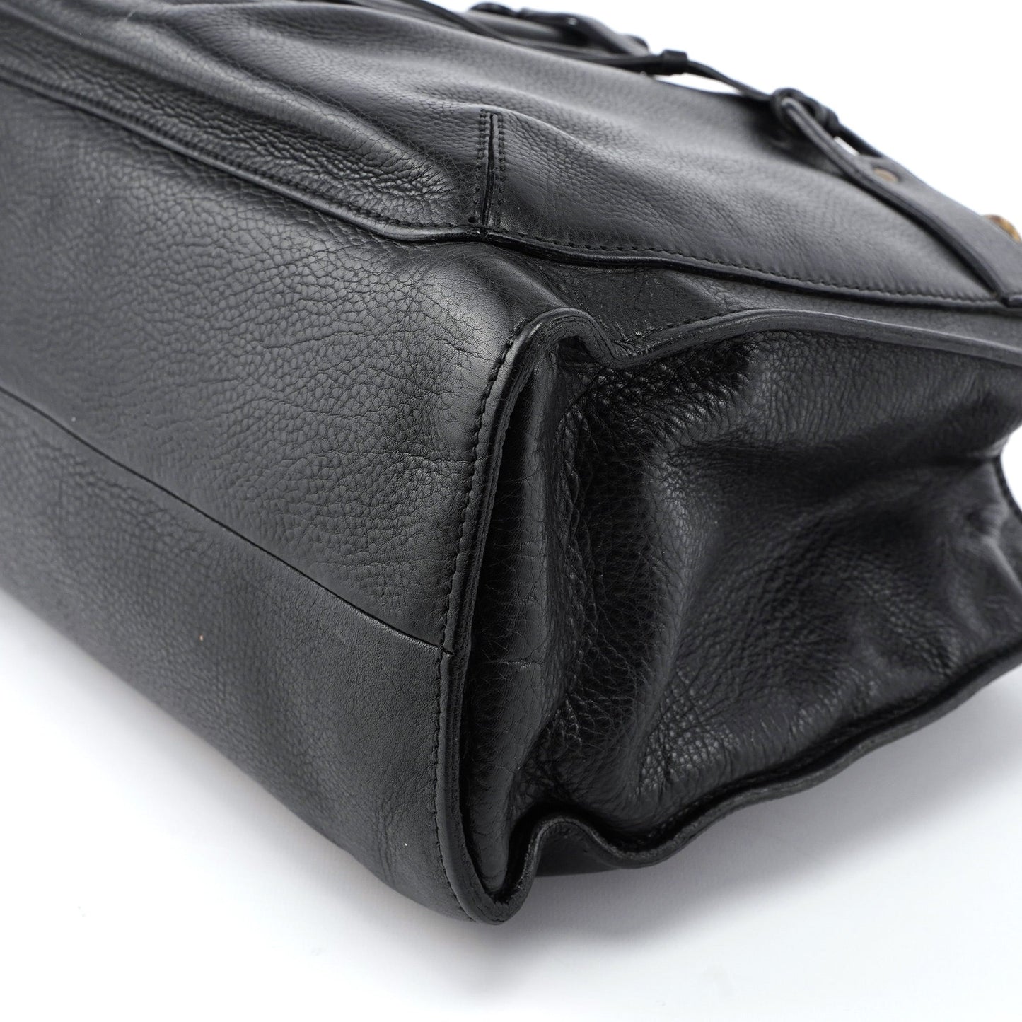 2003 Black Leather Bamboo Top Handle Bag