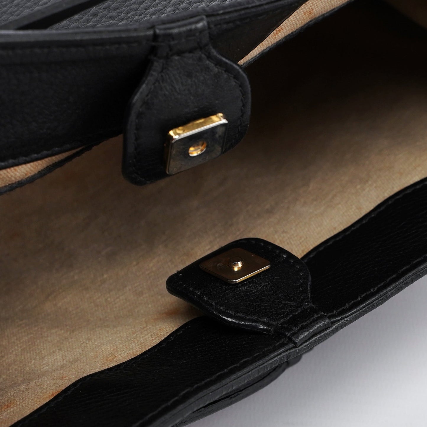 2003 Black Leather Bamboo Top Handle Bag