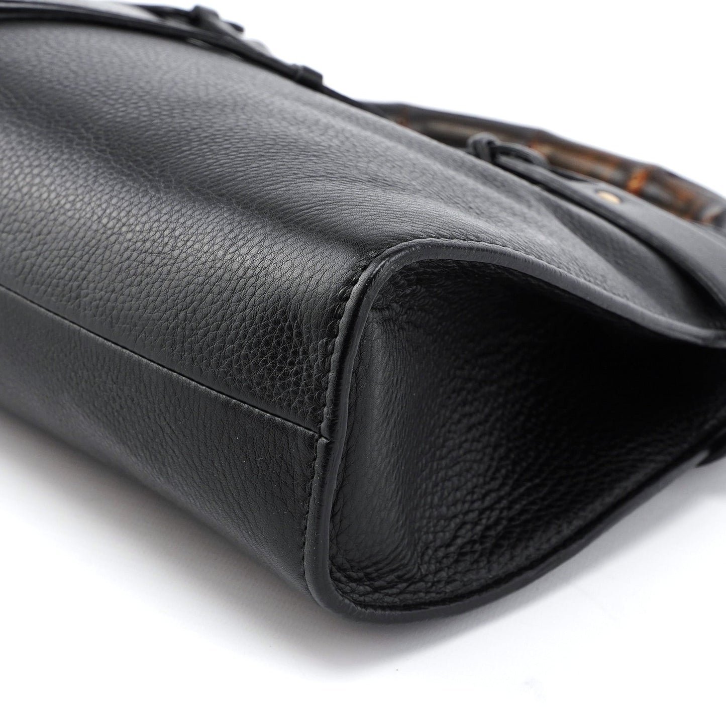 2003 Black Leather Bamboo Top Handle Bag