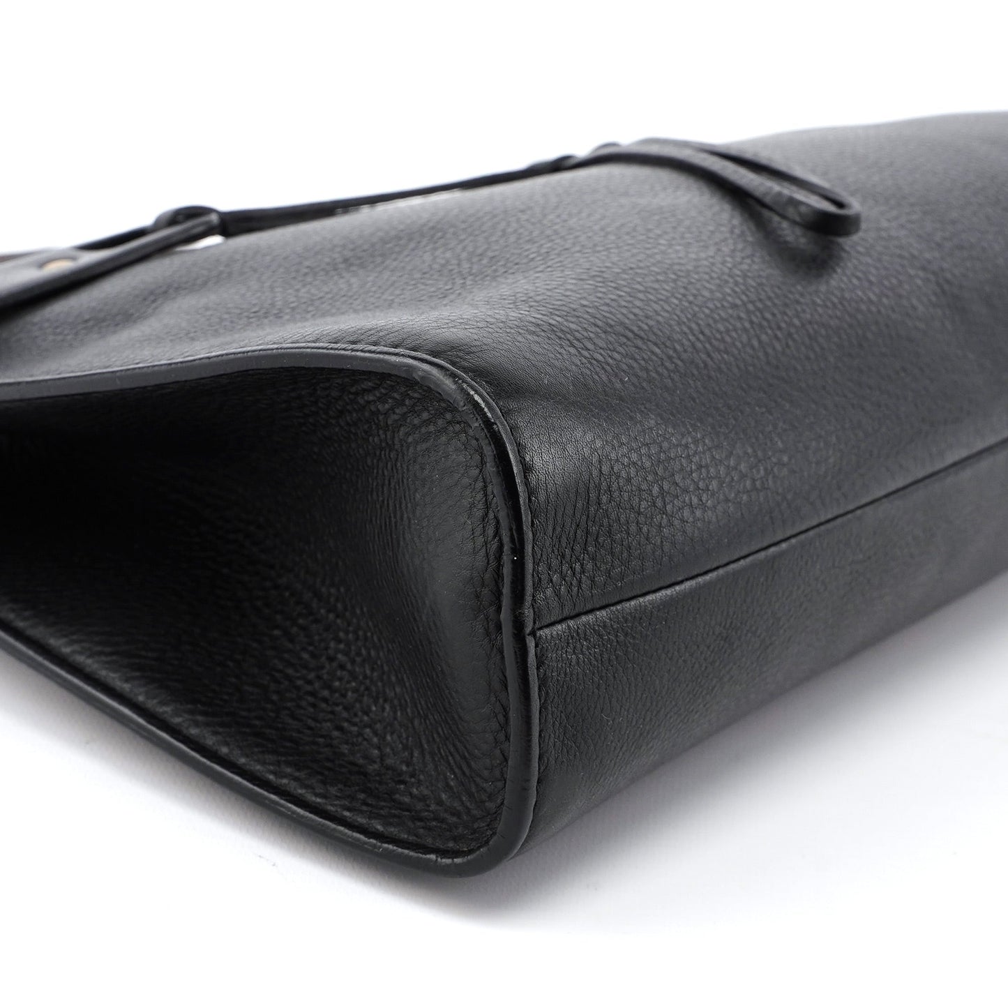 2003 Black Leather Bamboo Top Handle Bag