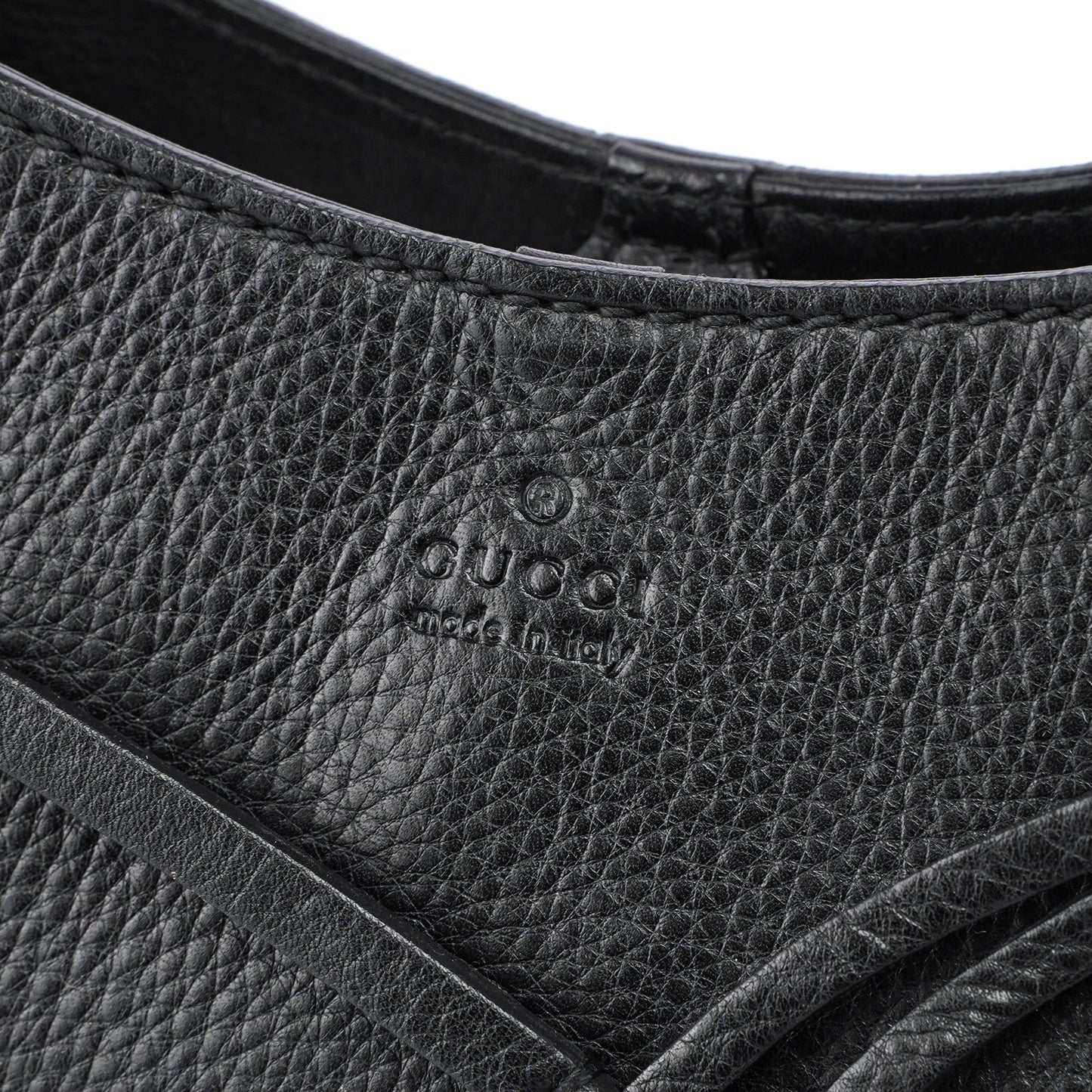 2003 Black Leather Bamboo Top Handle Bag