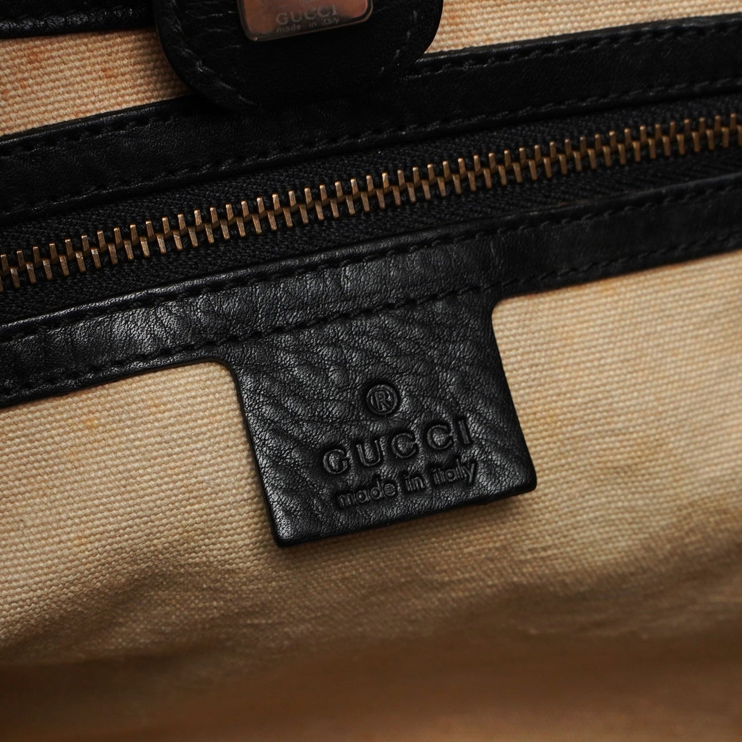 2003 Black Leather Bamboo Top Handle Bag