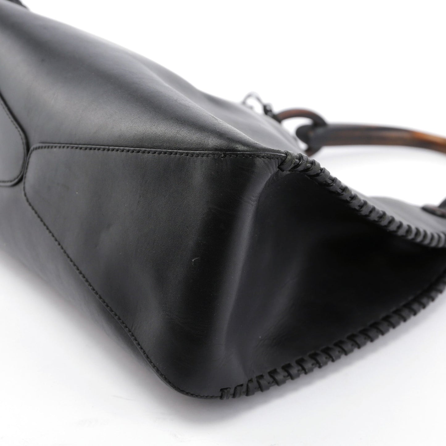 2003 brown Leather Wood Handle Bag