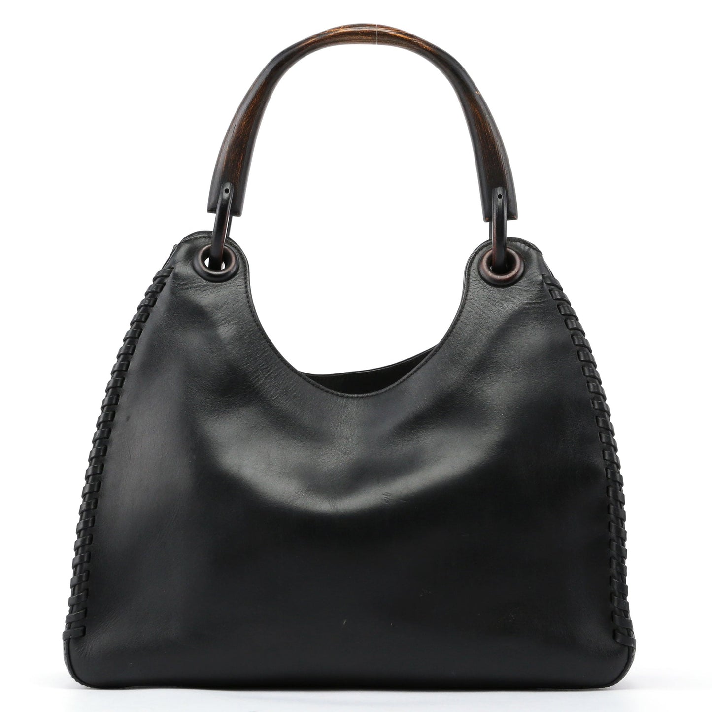 2003 brown Leather Wood Handle Bag