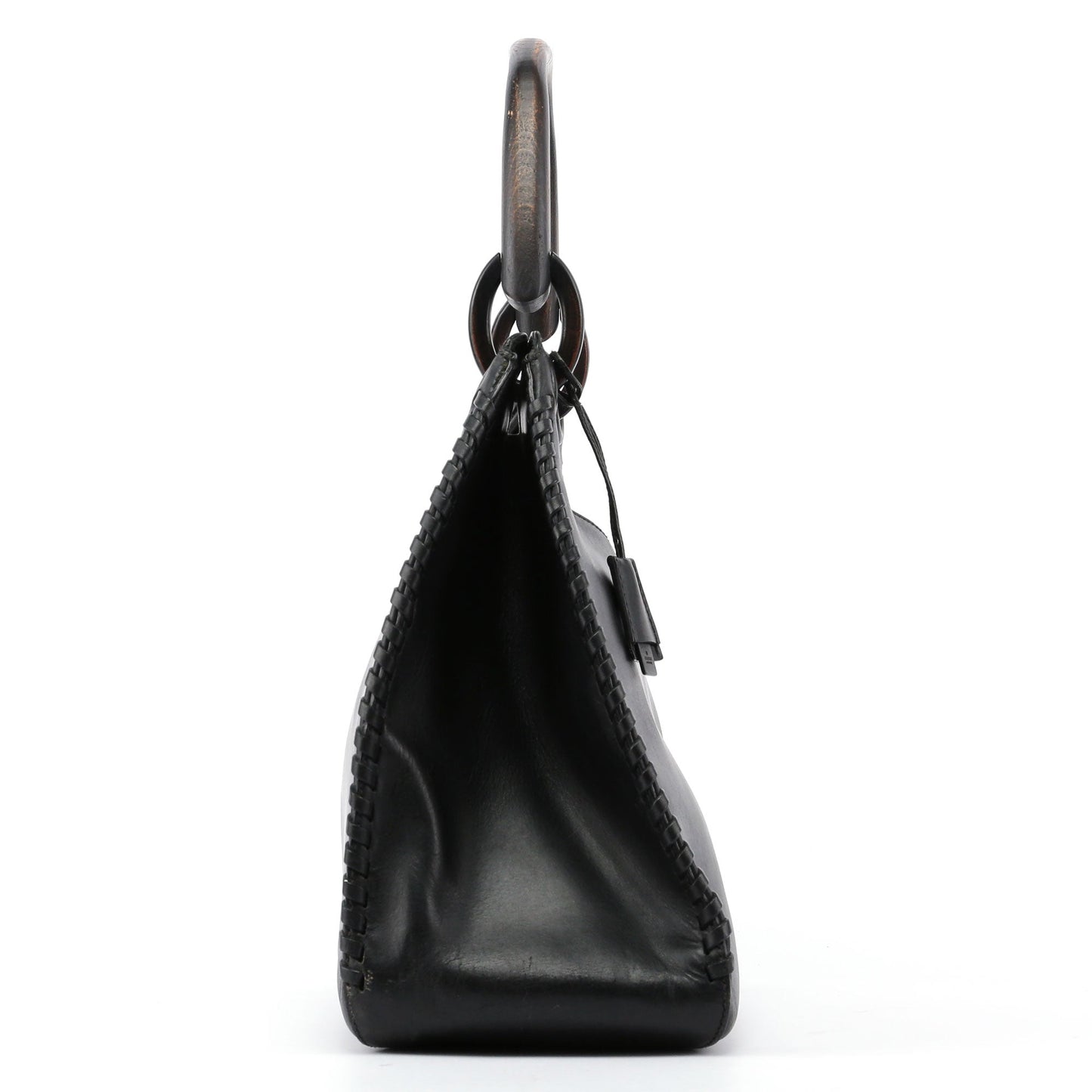 2003 brown Leather Wood Handle Bag