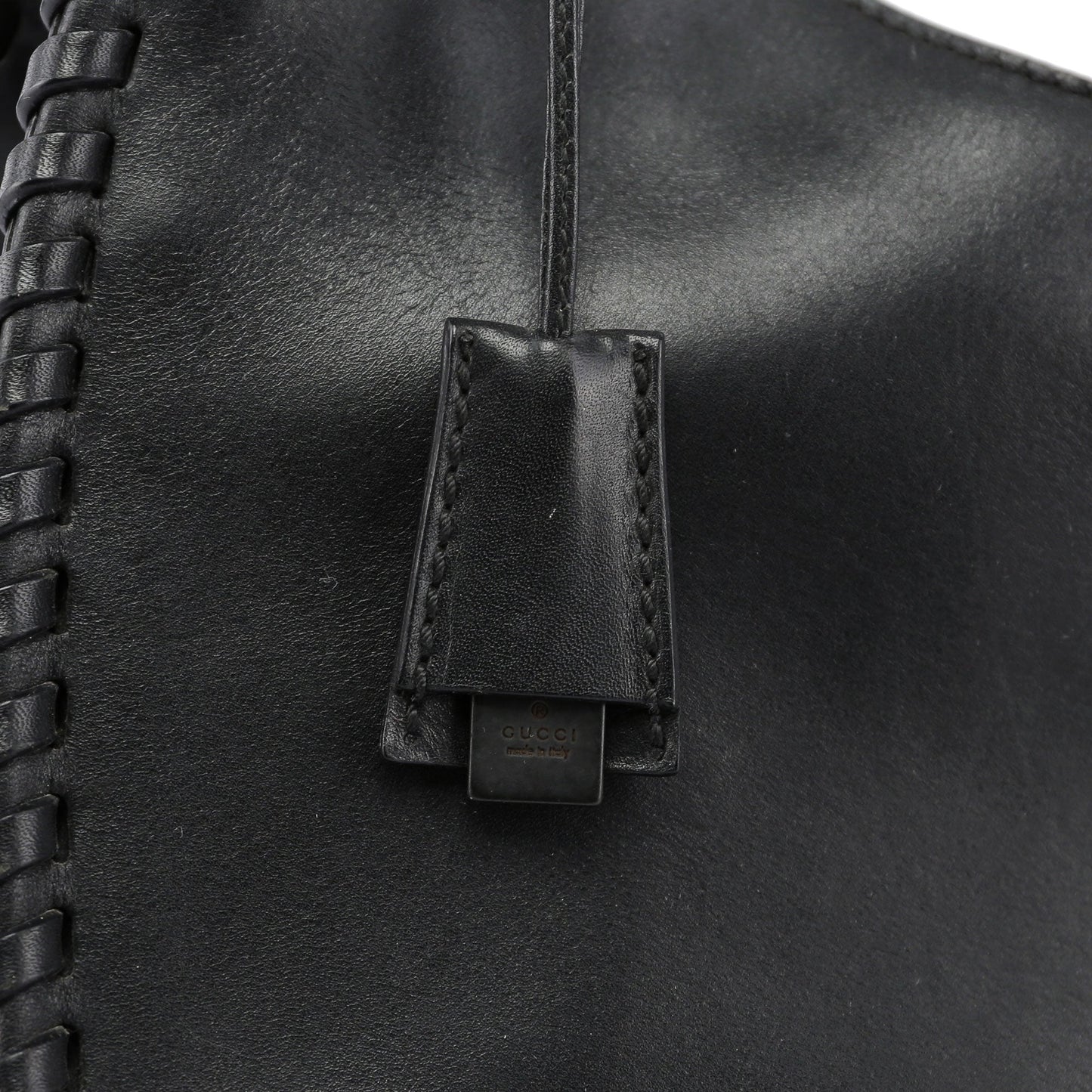 2003 brown Leather Wood Handle Bag