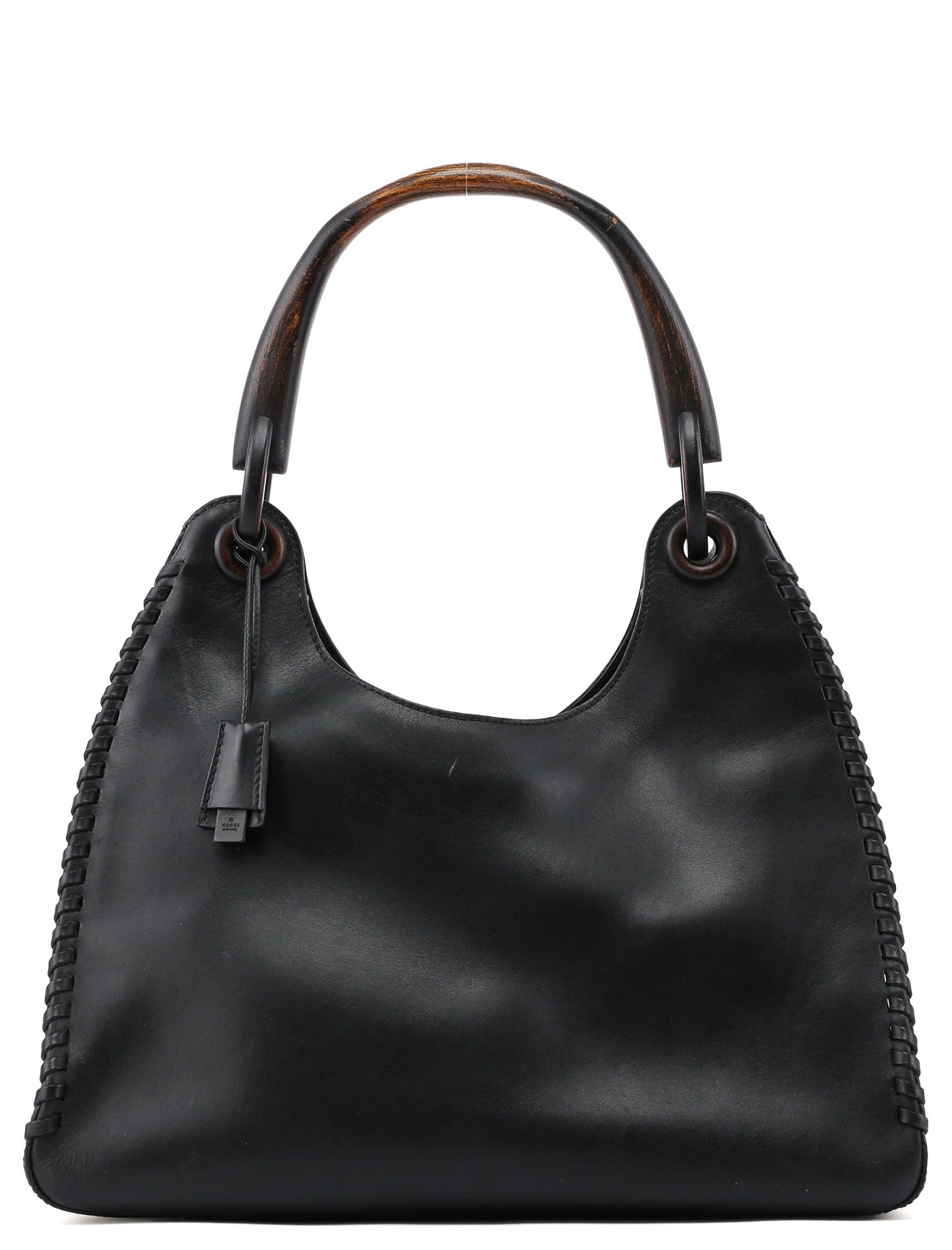 2003 brown Leather Wood Handle Bag