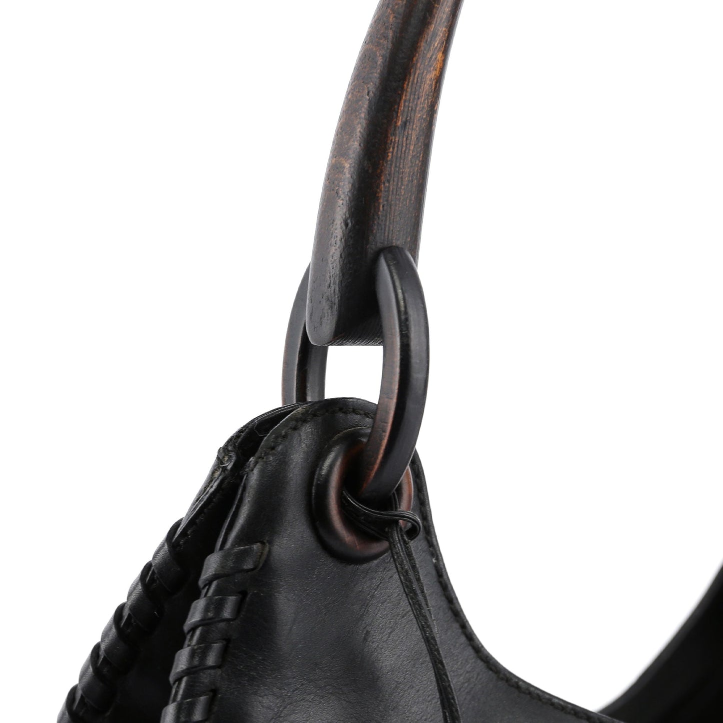 2003 brown Leather Wood Handle Bag