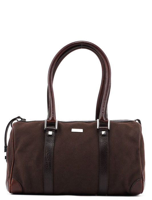 30458 Brown Canvas Boston Bag