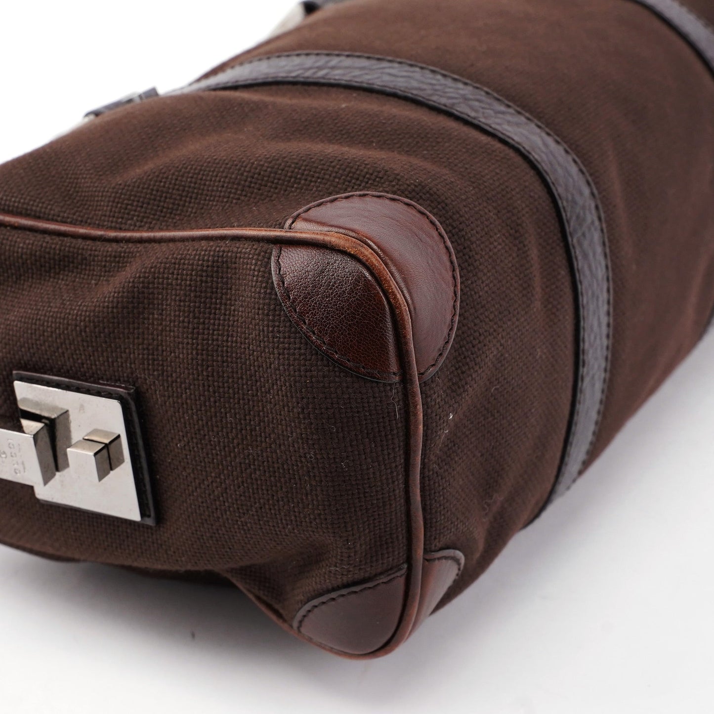 30458 Brown Canvas Boston Bag