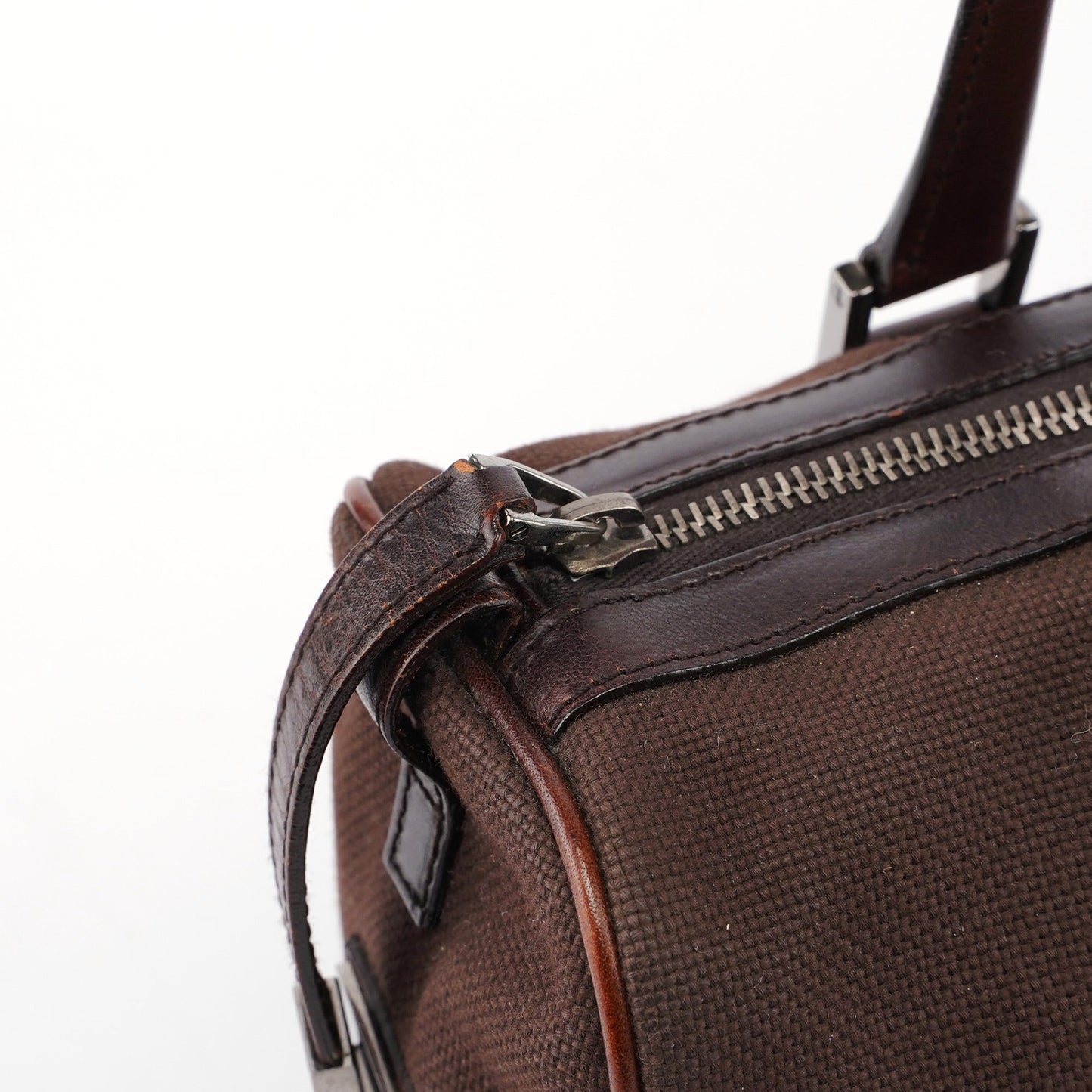 30458 Brown Canvas Boston Bag