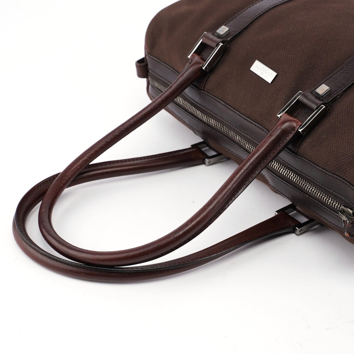30458 Brown Canvas Boston Bag