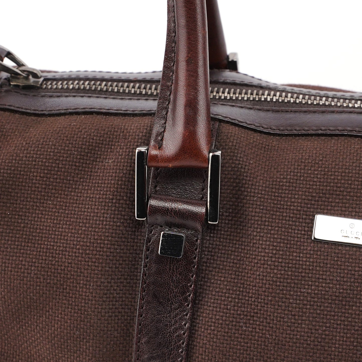 30458 Brown Canvas Boston Bag