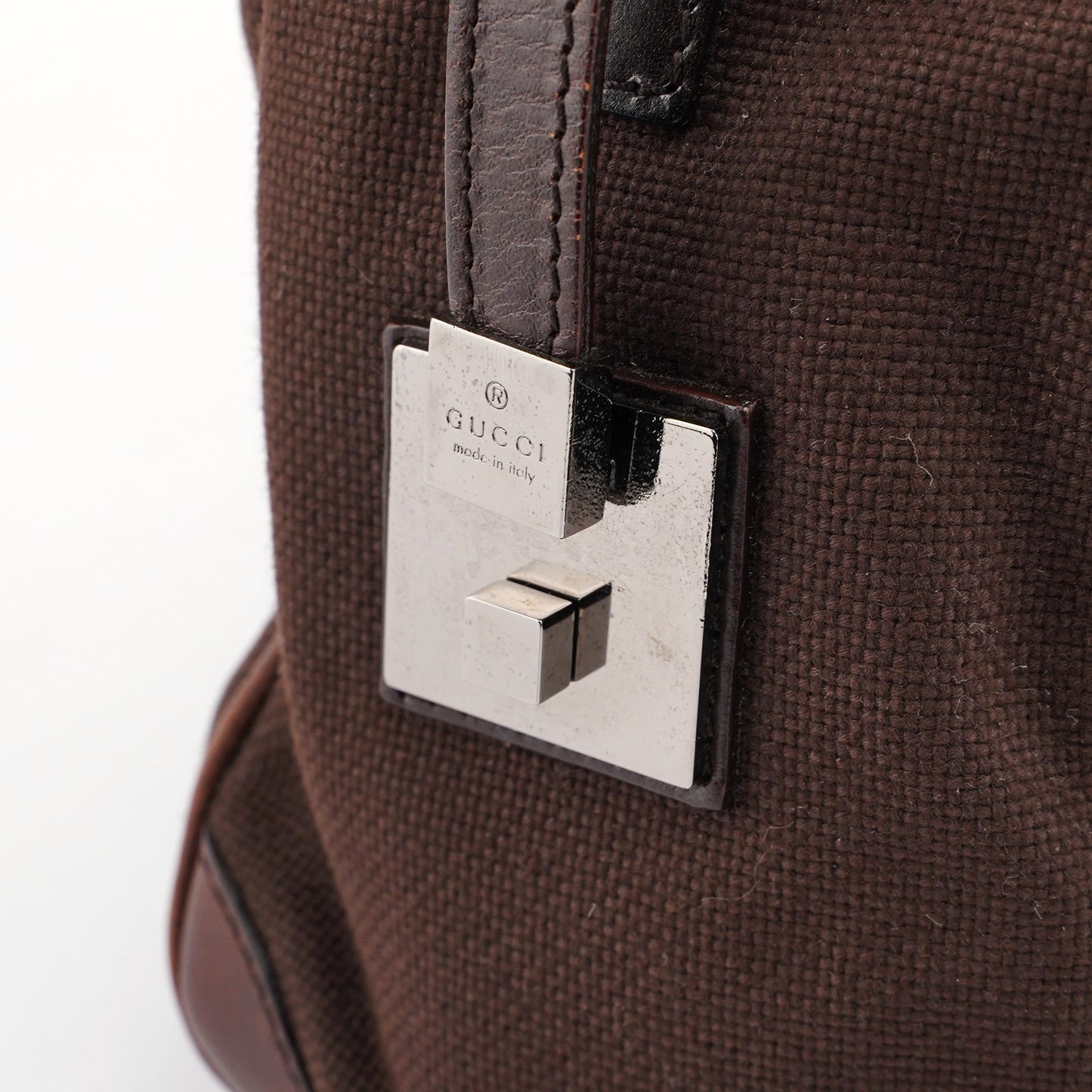 30458 Brown Canvas Boston Bag