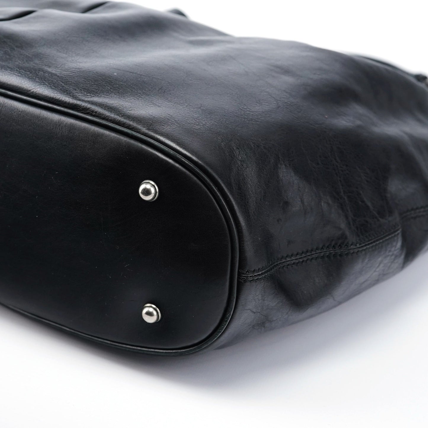 309574 Black Calfskin Horsebit Hobo Shoulder Bag