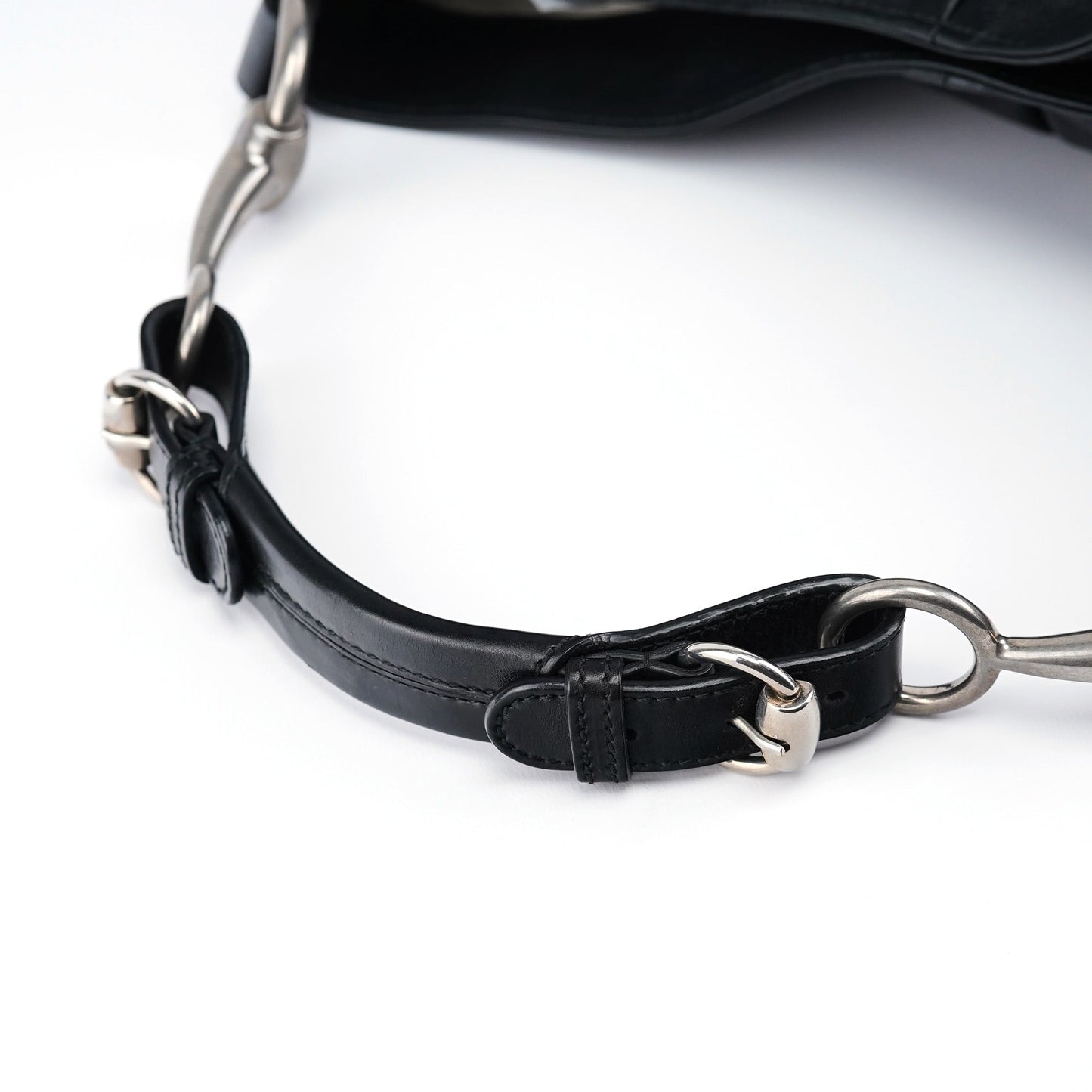 309574 Black Calfskin Horsebit Hobo Shoulder Bag