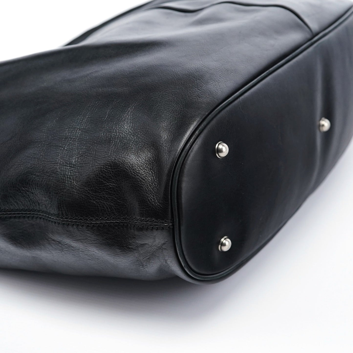 309574 Black Calfskin Horsebit Hobo Shoulder Bag