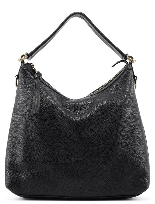 326514 Black Calfskin Hobo Shoulder Bag