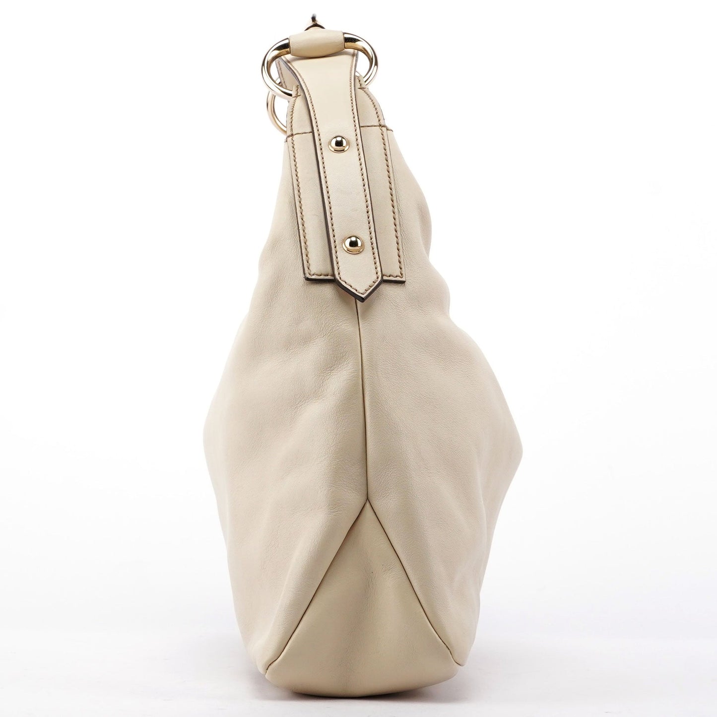 Gucci Off-White Leather Horsebit Shoulder Bag