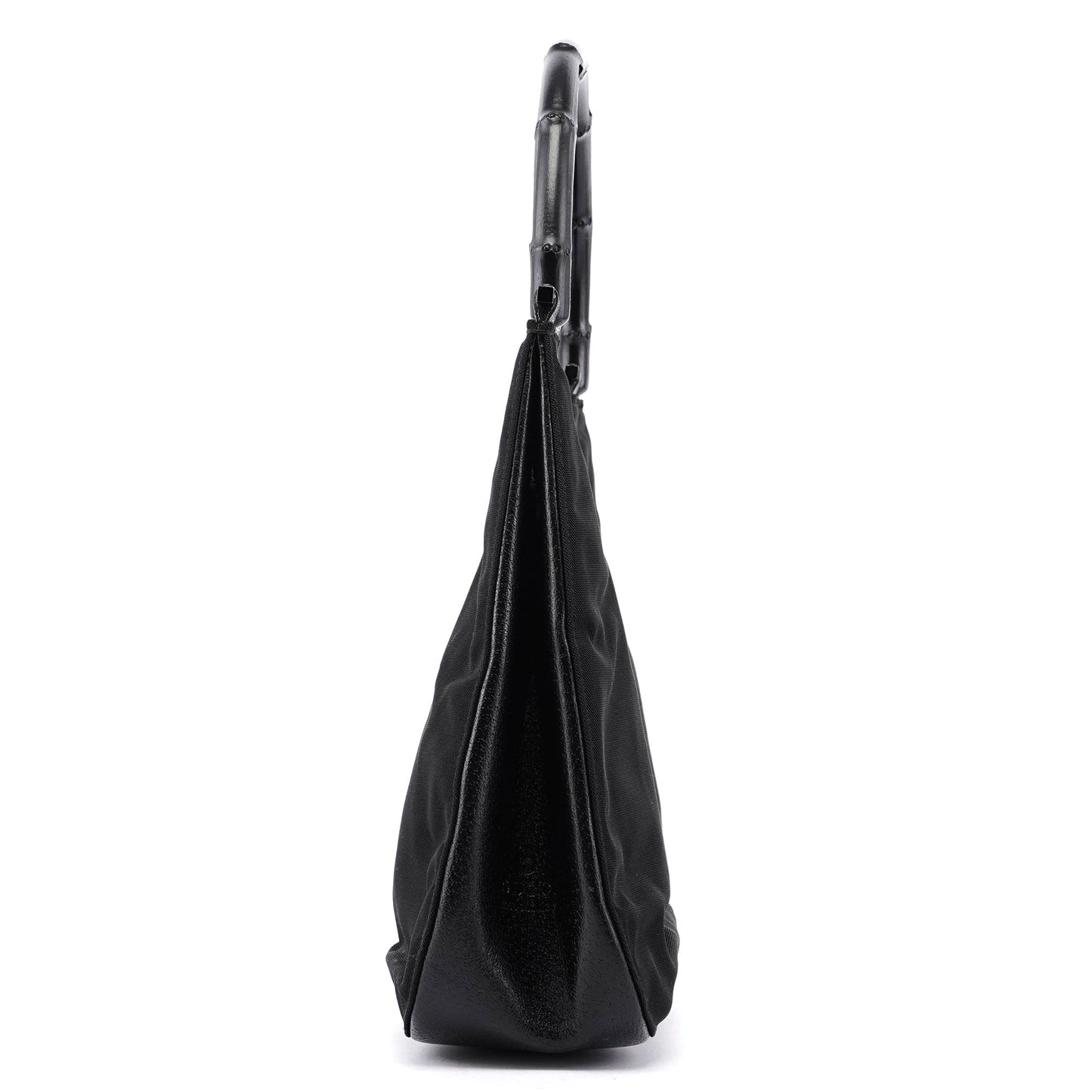 Gucci Black Canvas Bamboo Shoulder Bag