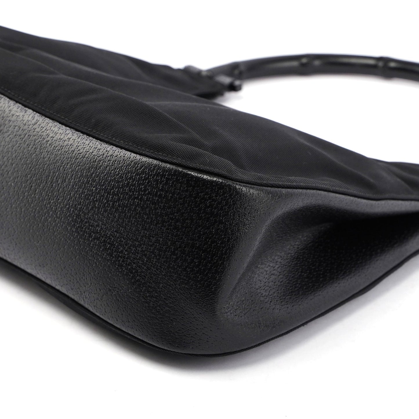 Gucci Black Canvas Bamboo Shoulder Bag