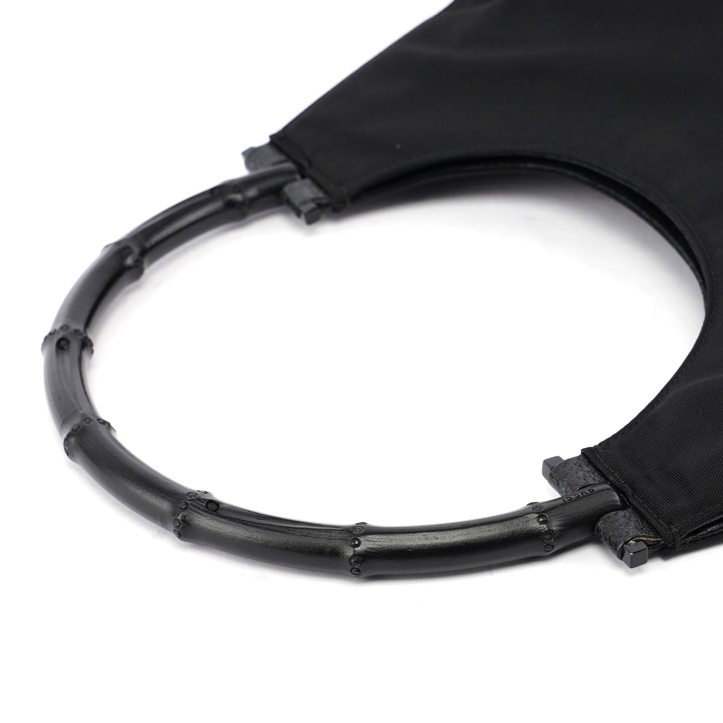 Gucci Black Canvas Bamboo Shoulder Bag