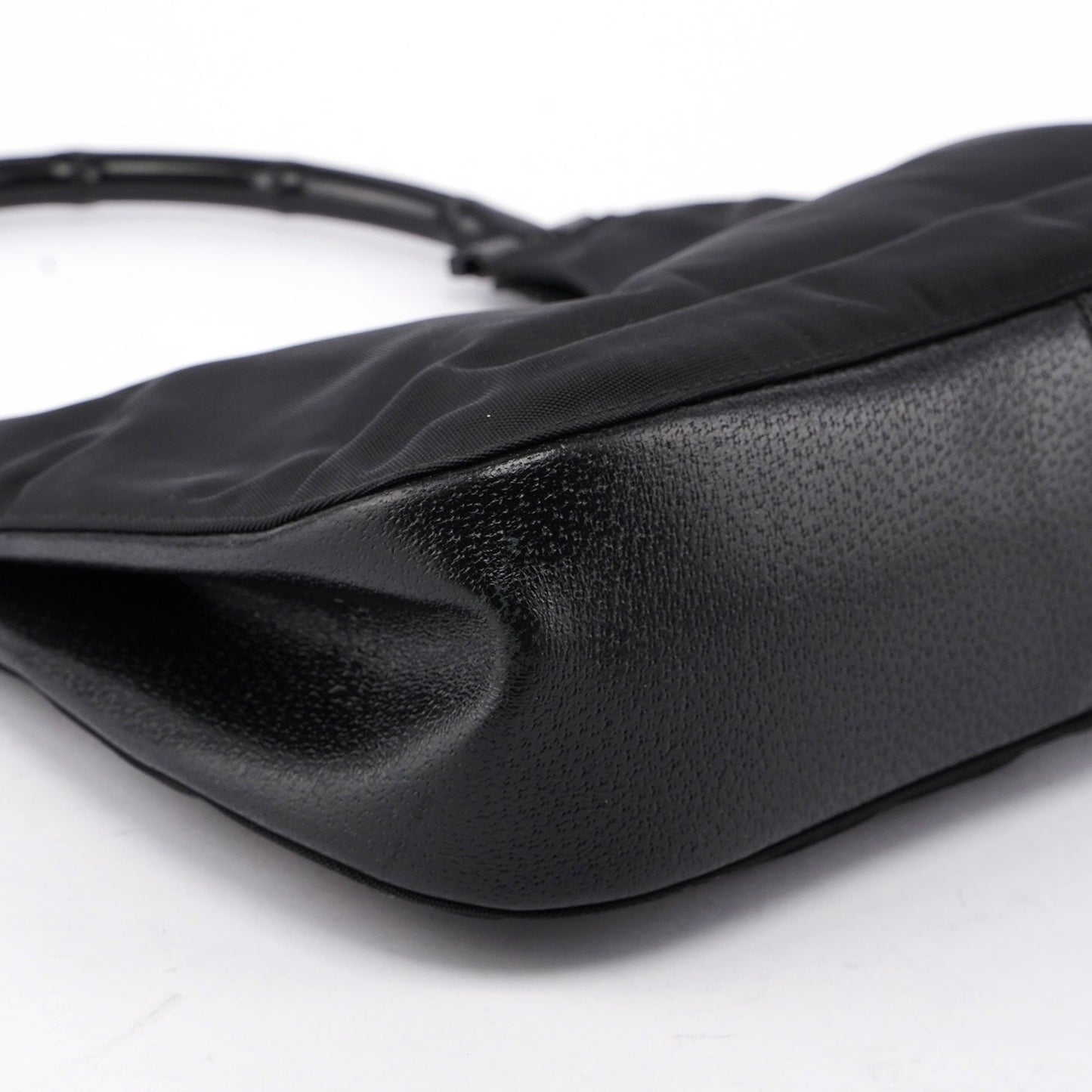 Gucci Black Canvas Bamboo Shoulder Bag